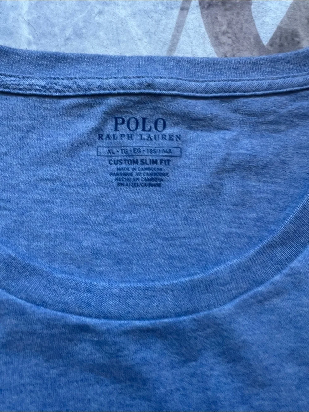 Polo Ralph Lauren Mens XL Custom Slim Fit Blue Heather T-Shirt Short Sleeve Pony